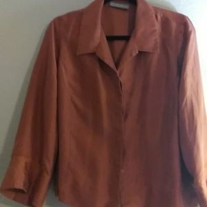 ForSale.  Kate Hill silky rust fitted blouse.